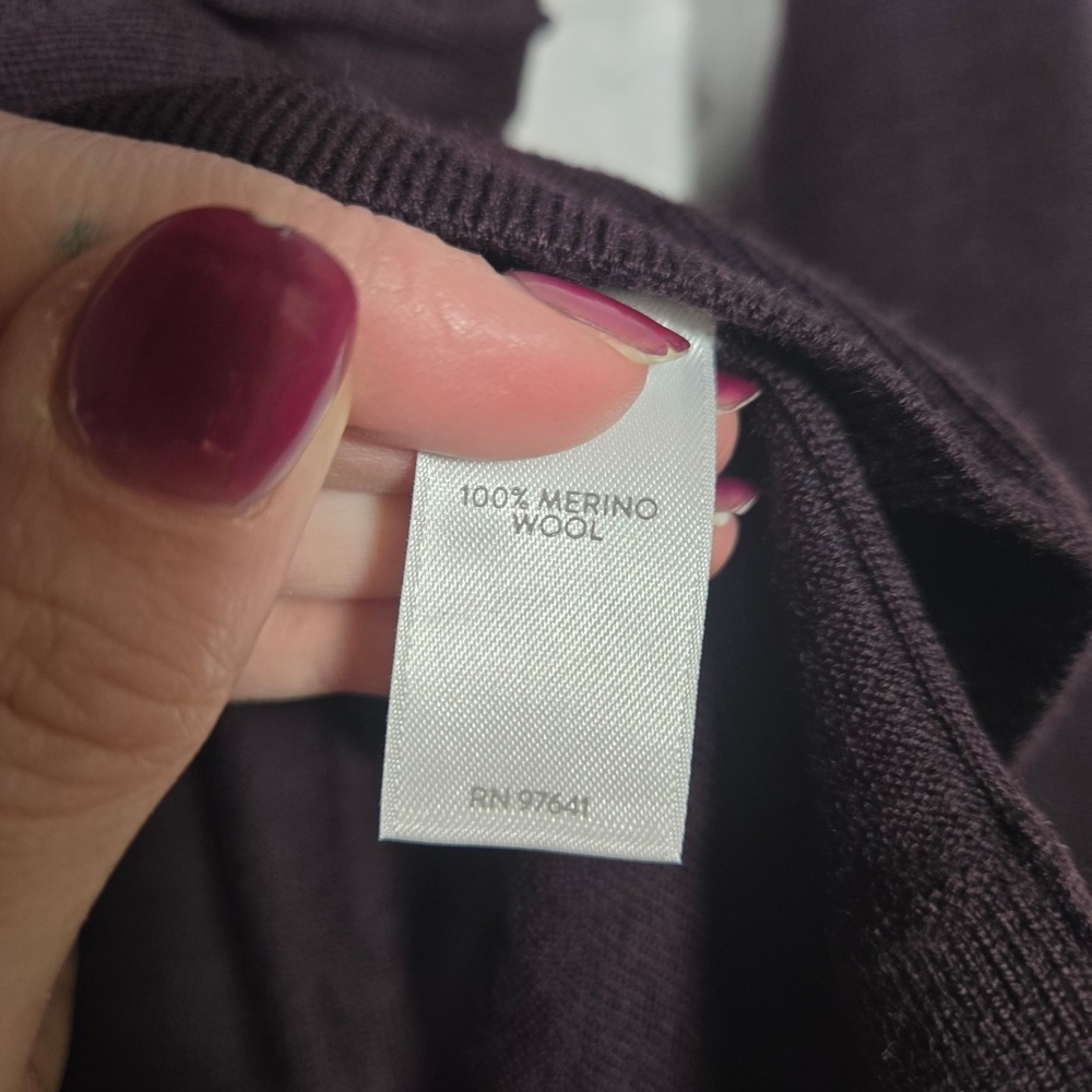 New J. Jill Merino Wool Draped Sweater Asymetrical Pinot Purple Large Minimalist - Picture 5 of 7